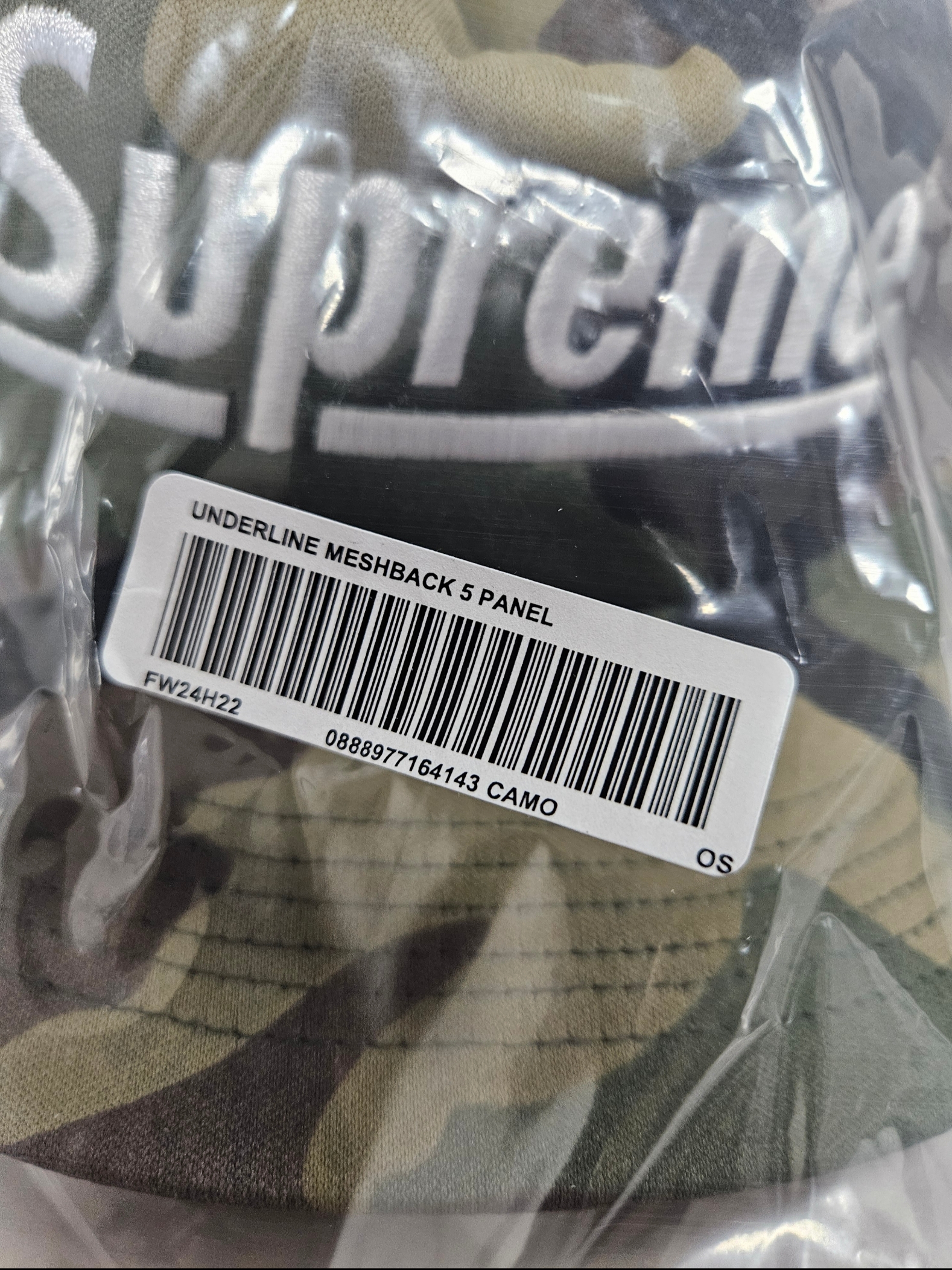 Supreme Underline Mesh Back 5-Panel Woodland Camo - 24FW 착용 스타일 - 6