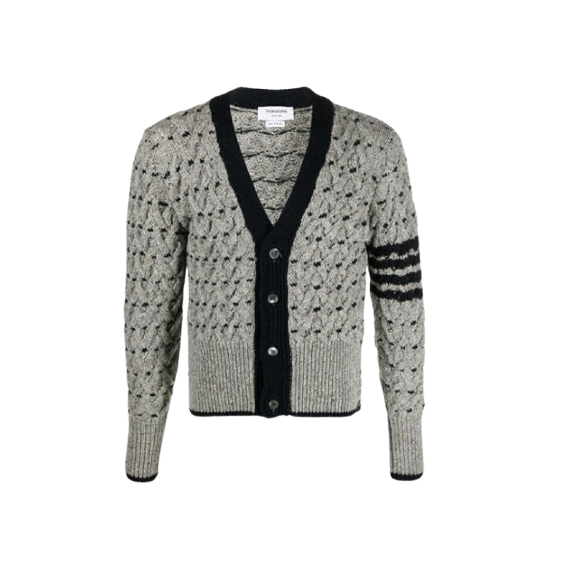 Thom Browne Classic 4-bar Cable Cardigan Light Grey 상세 이미지 1