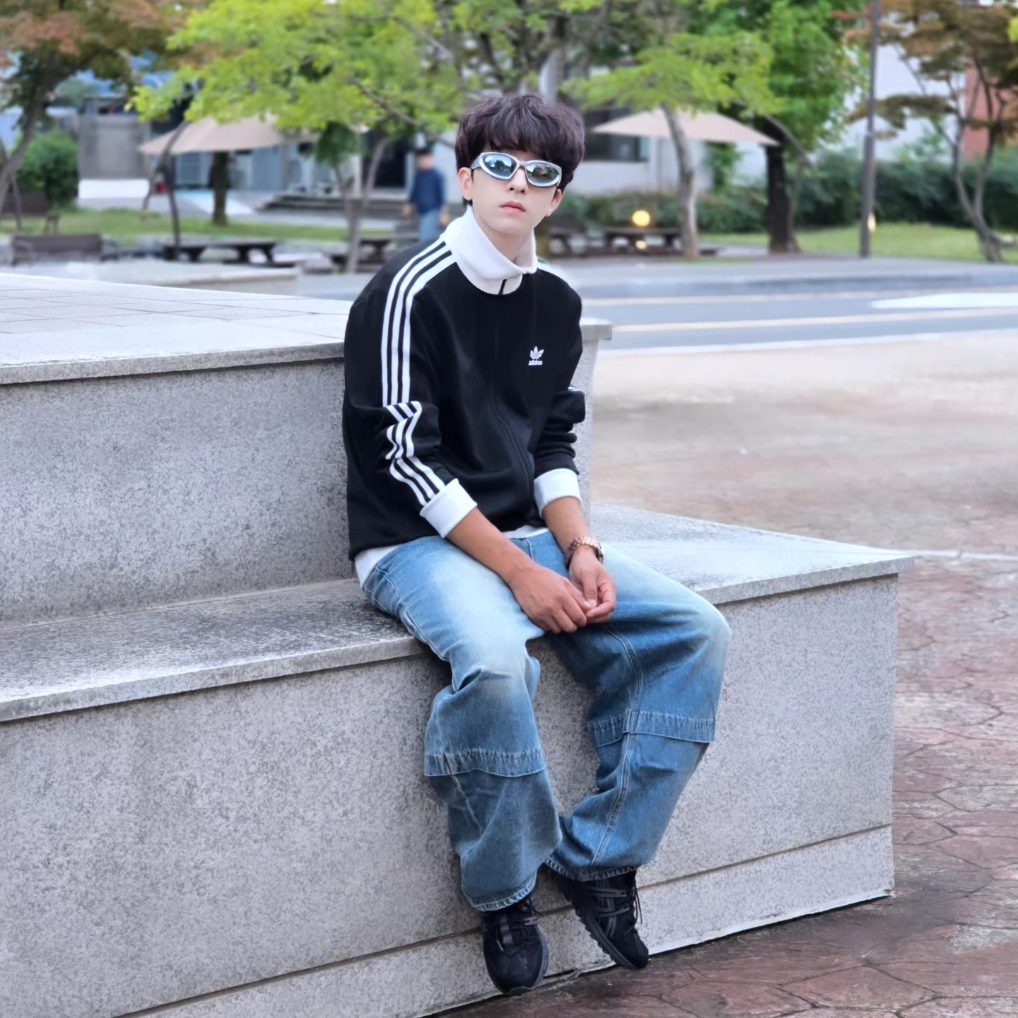 Adidas Adicolor Classics Beckenbauer Track Jacket Black - KR Sizing, Adidas Adicolor Classics Beckenbauer Track Jacket Black - US Sizing 착용 스타일 - 4