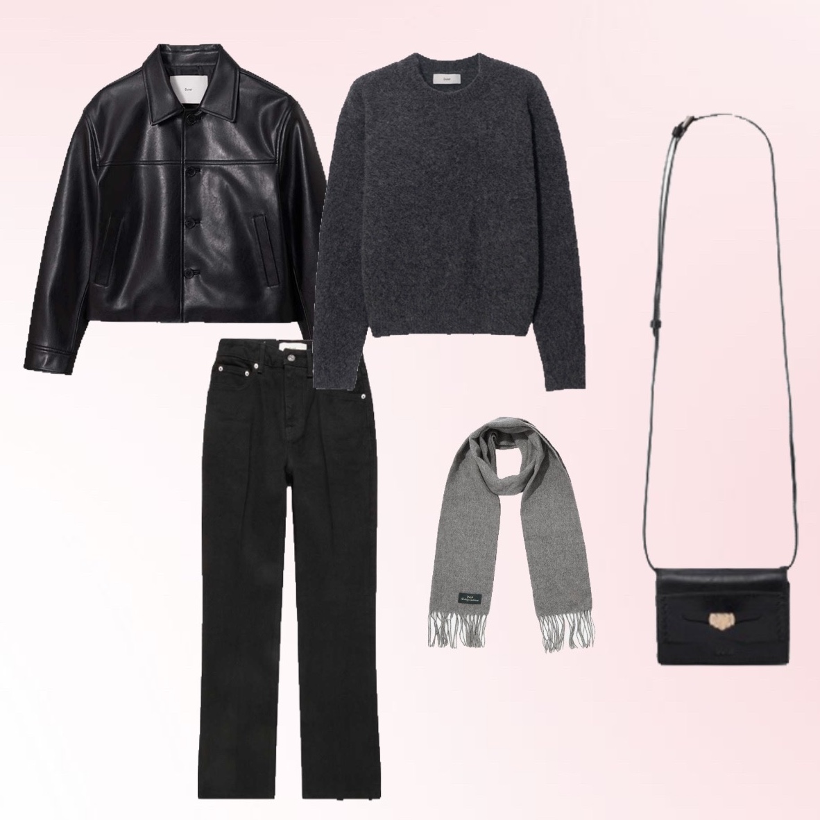 Dunst Fringed Cashmere Muffler Melange Grey 착용 스타일