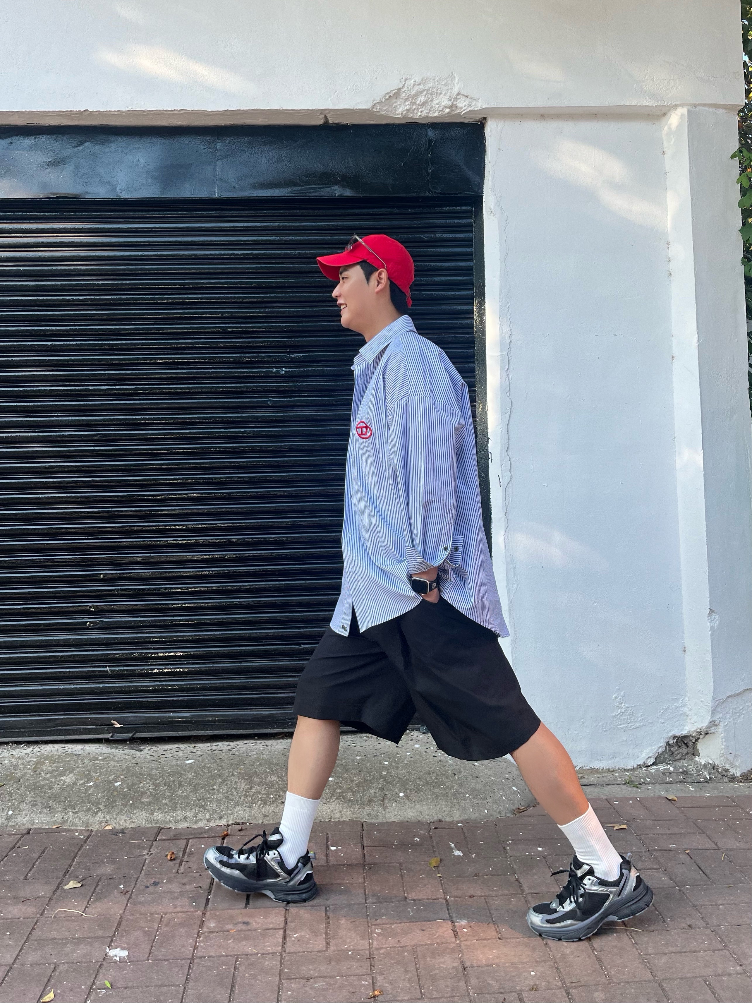 Diesel S-Douber Loose Fit Shirt Blue 착용 스타일 - 4