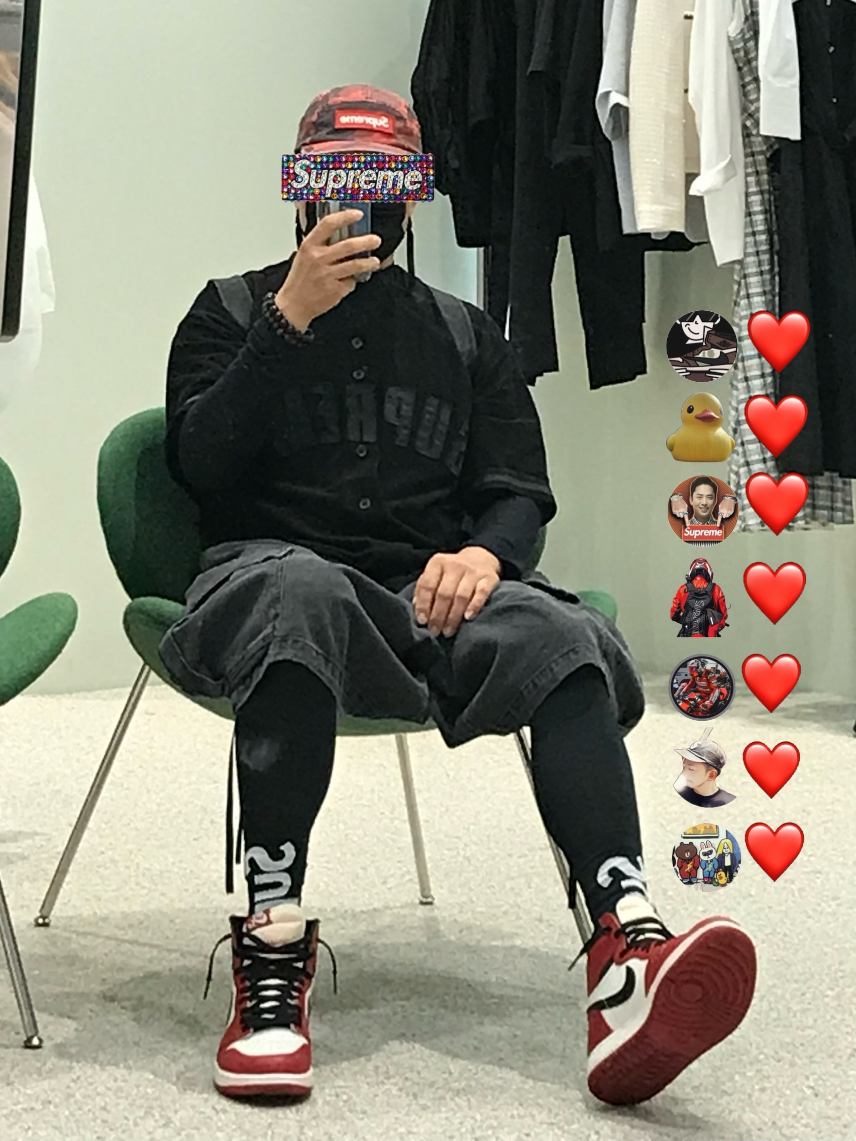 Jordan 1 Retro High OG Chicago 2022, Supreme x Nike Lightweight Crew Socks Black (1 Pack) 착용 스타일