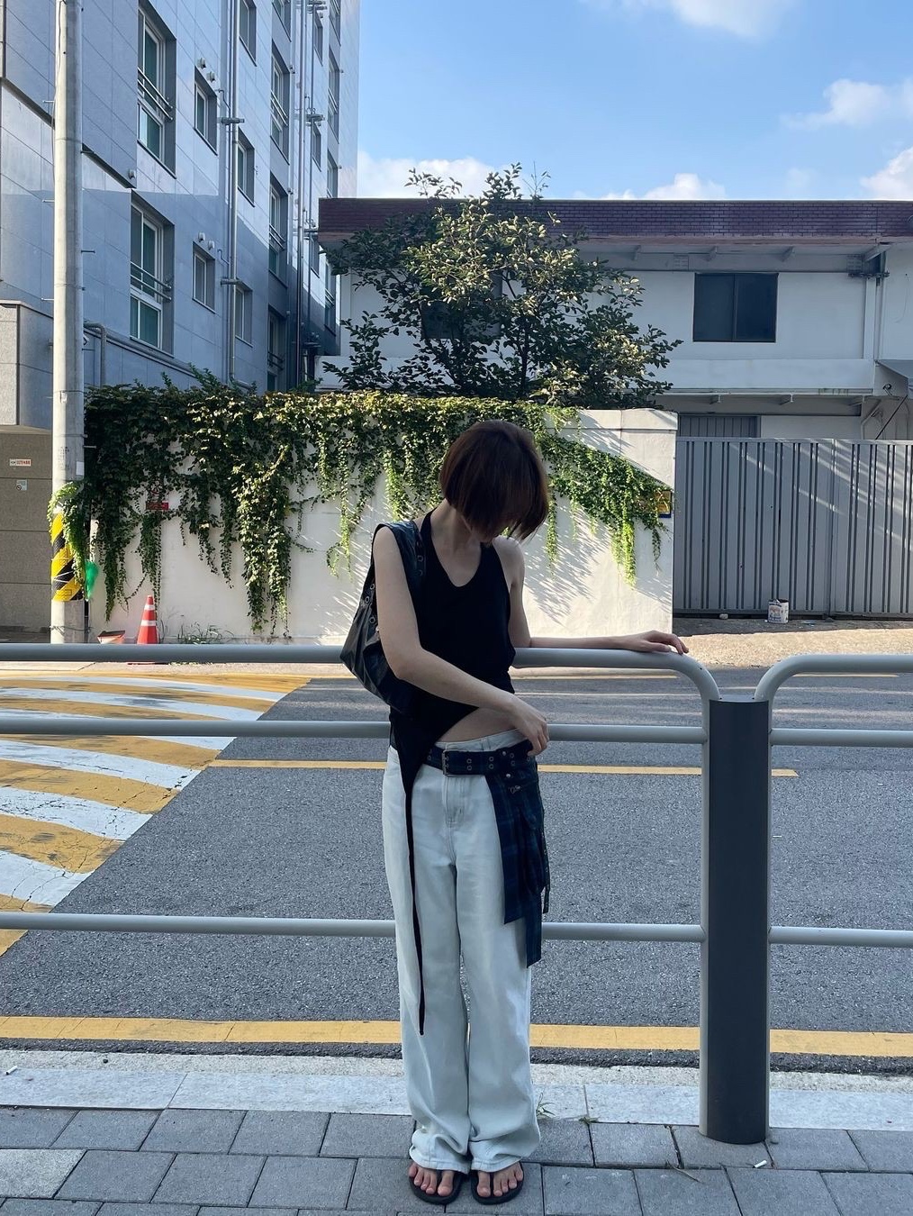 Vacant Archive Bajess Layered Skirt Belt Check Red, Vacant Archive Bajess Layered Skirt Belt Check Blue 착용 스타일
