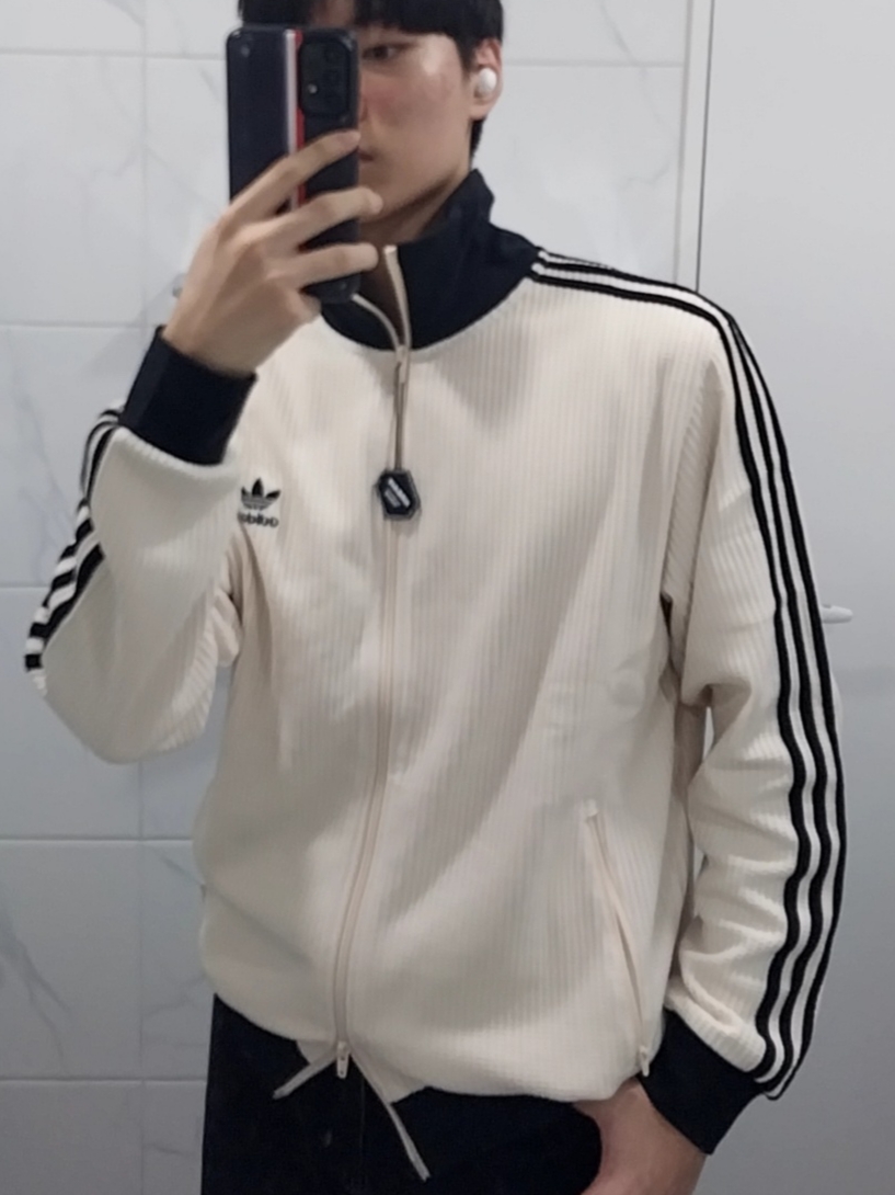 Adidas Waffle Beckenbauer Track Top Wonder White - KR Sizing 착용 스타일 - 3