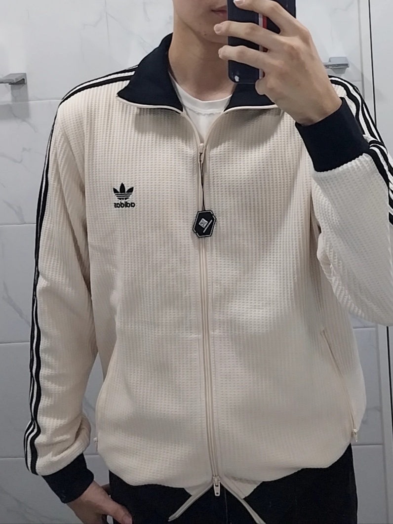Adidas Waffle Beckenbauer Track Top Wonder White - KR Sizing 착용 스타일 - 1