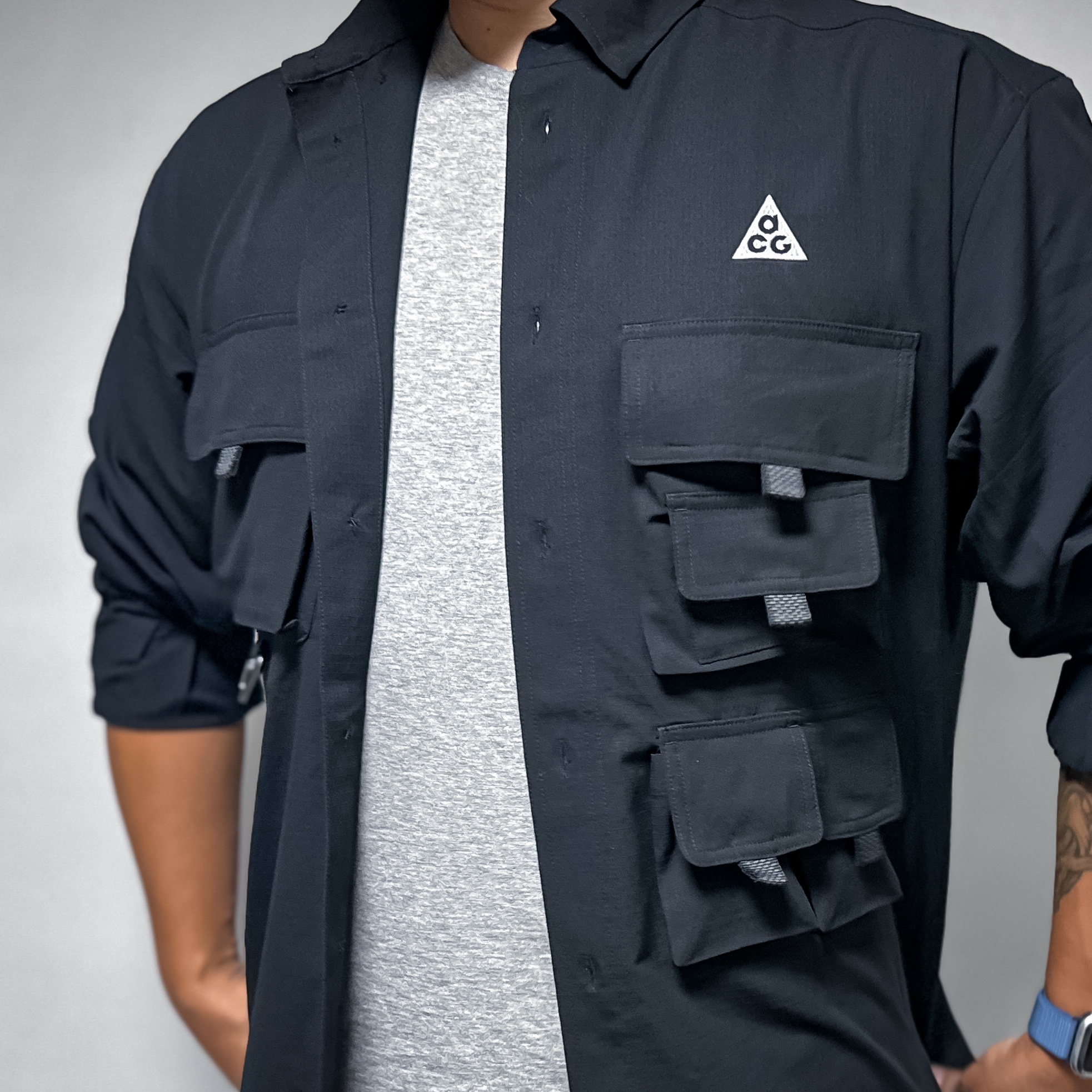 Nike ACG Dri-Fit UV Devastation Trail Shirt Black Summit White - Asia, Stussy Undershirt Multi (3 Pack) 착용 스타일