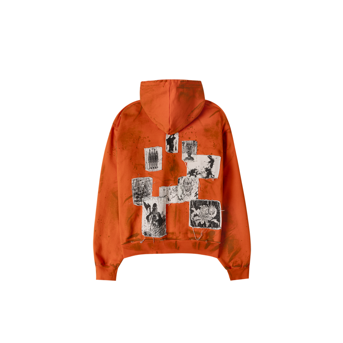 Undermycar Aged Multi Patch Dirty Orange Zipped Hoodie Dirty Orange 상세 이미지 2