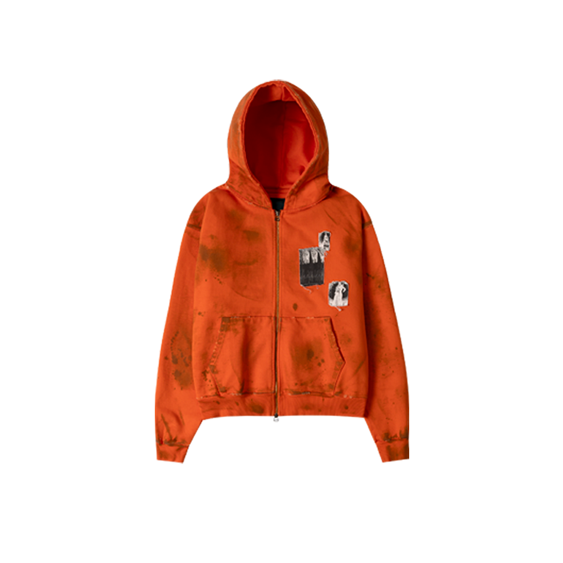 Undermycar Aged Multi Patch Dirty Orange Zipped Hoodie Dirty Orange 상세 이미지 1