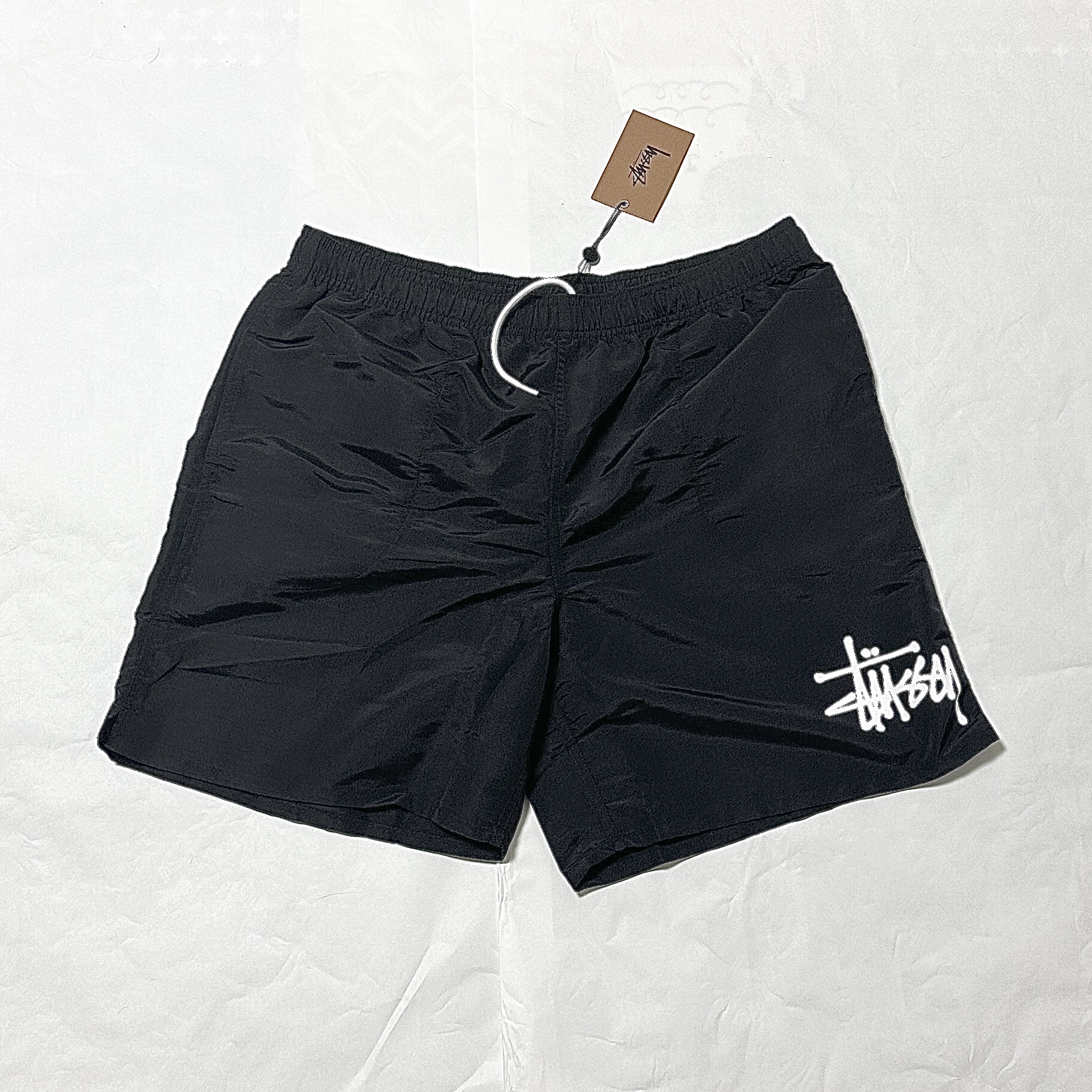 Stussy Big Basic Water Shorts Black 착용 스타일 - 1