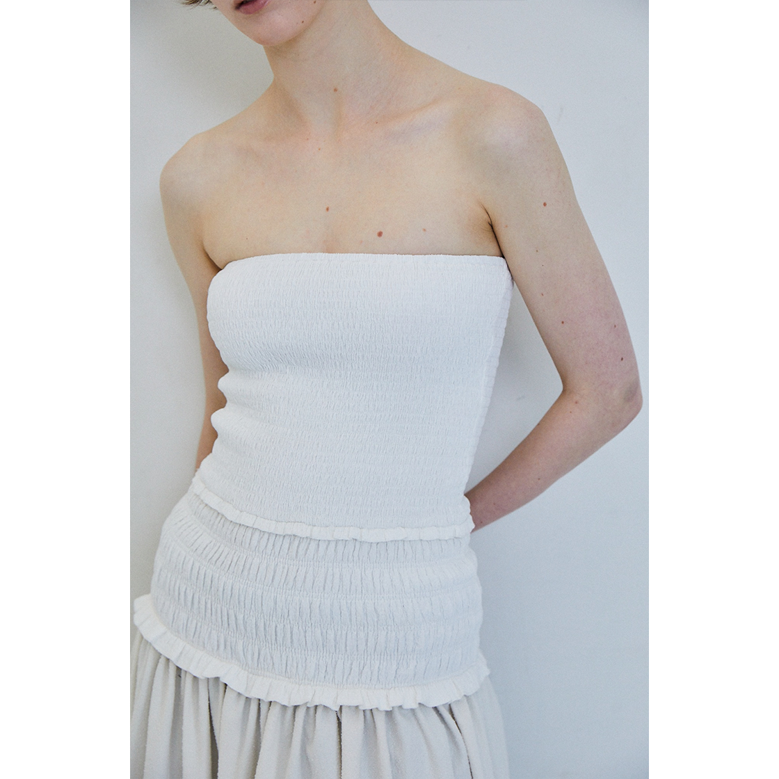 FARVEN Dahlia Smocking Dress Ivory 상세 이미지 2