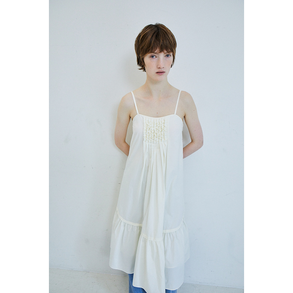 FARVEN Jem Shirring Dress Butter 상세 이미지 2