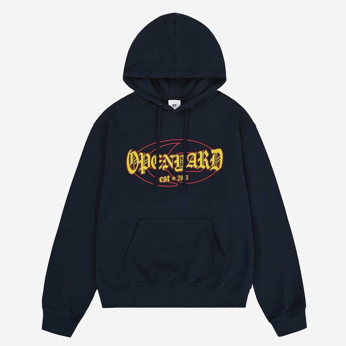 OY Cracked Logo Hoodie Navy 상세 이미지 1