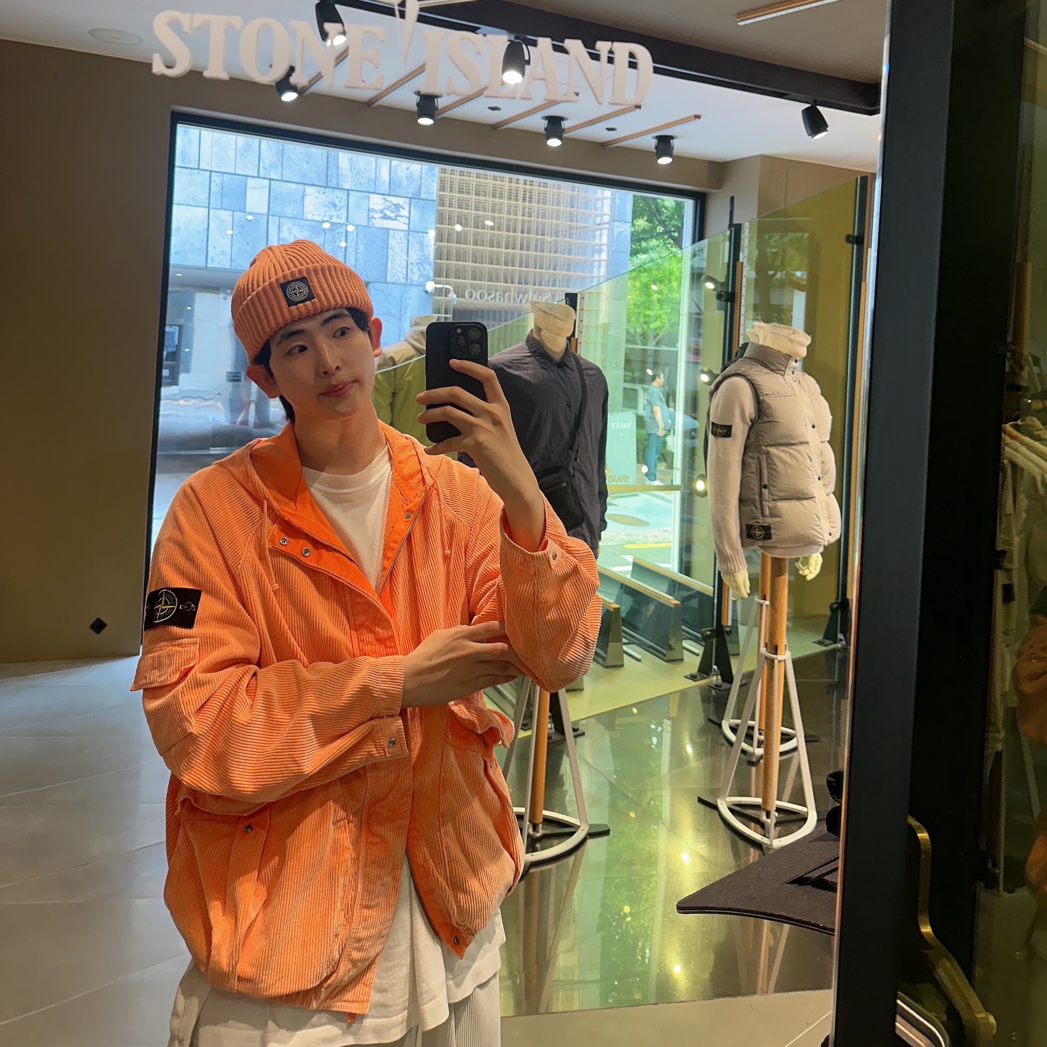 Supreme x Stone Island Corduroy Jacket Orange - 20FW 착용 스타일