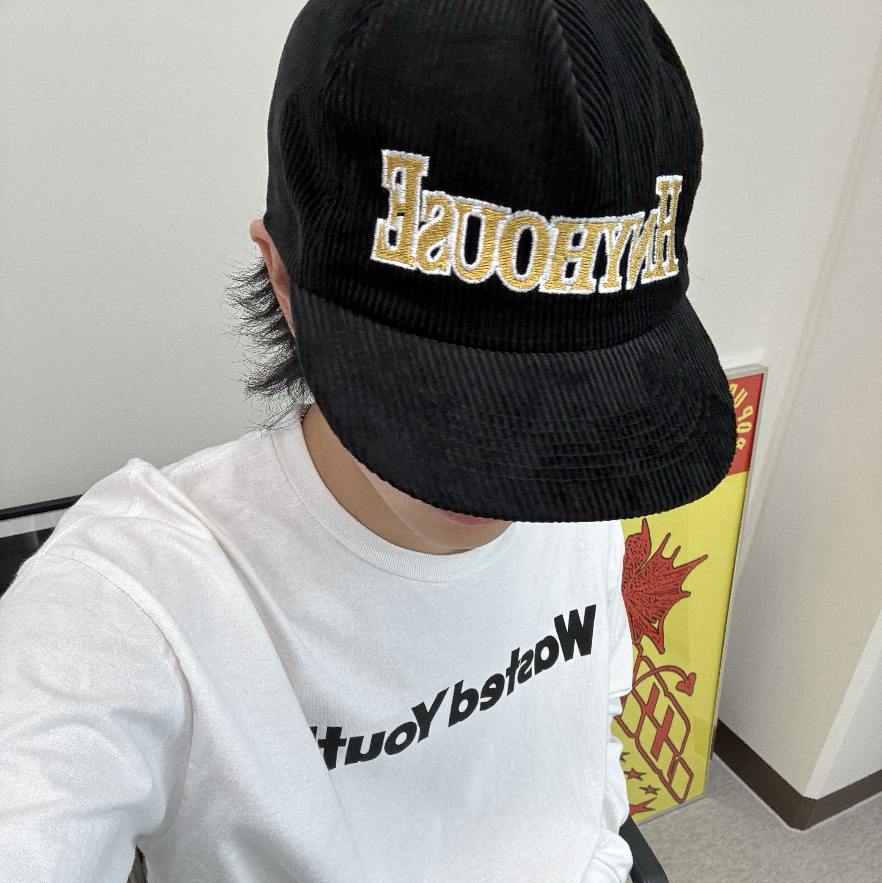 Honey Scoop House House Corduroy 5p Cap Black 착용 스타일