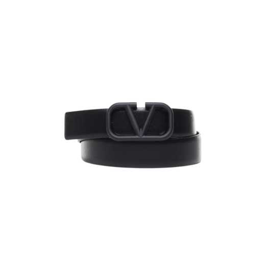 Valentino Garavani Vlogo Signature Leather Belt Black