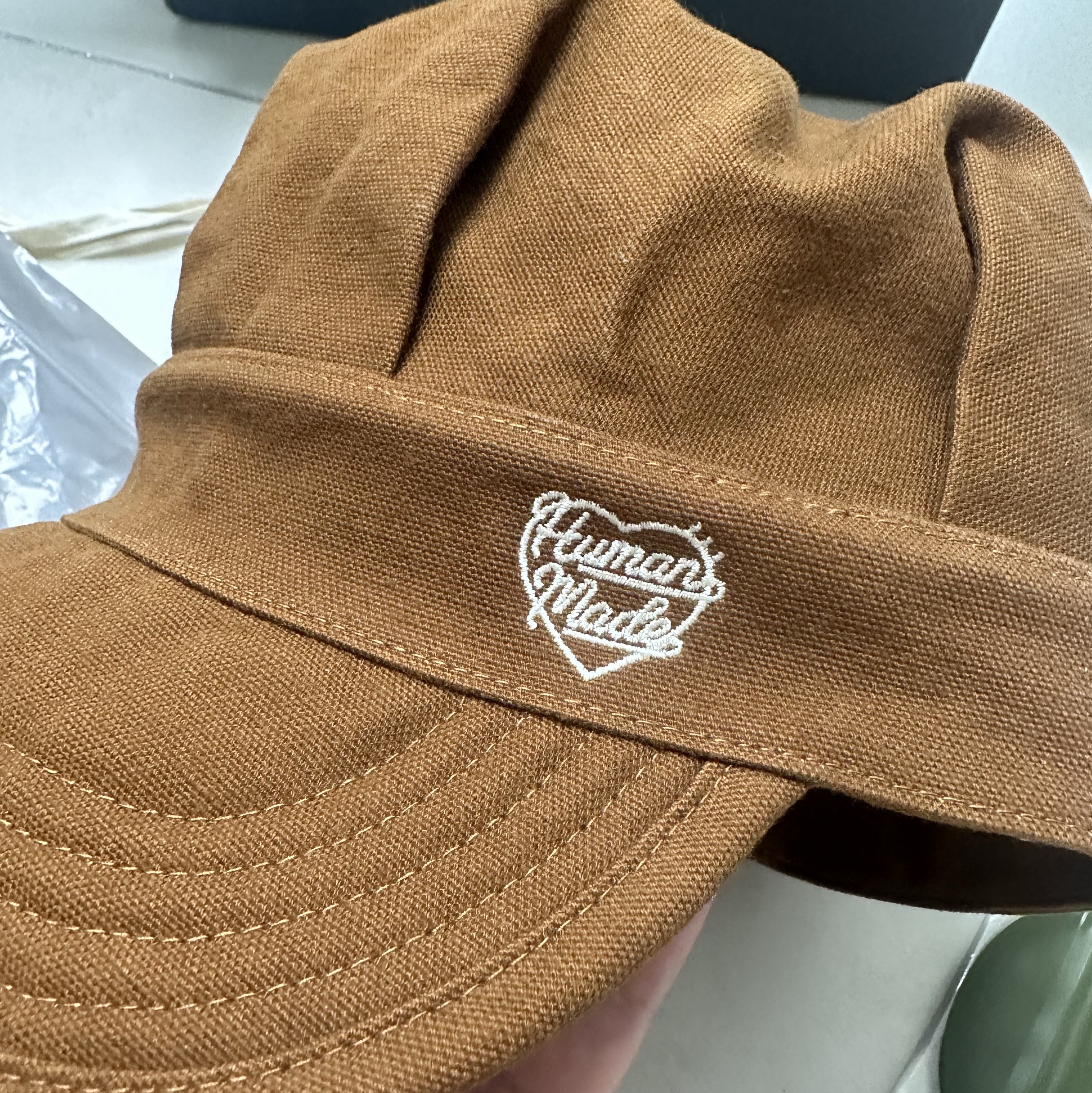 Human Made Duck Work Cap Brown 착용 스타일 - 1