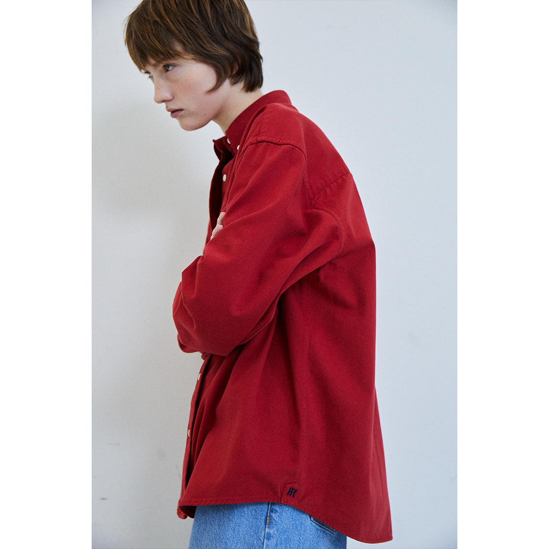 FARVEN FRN Oxford Shirt Red 상세 이미지 2