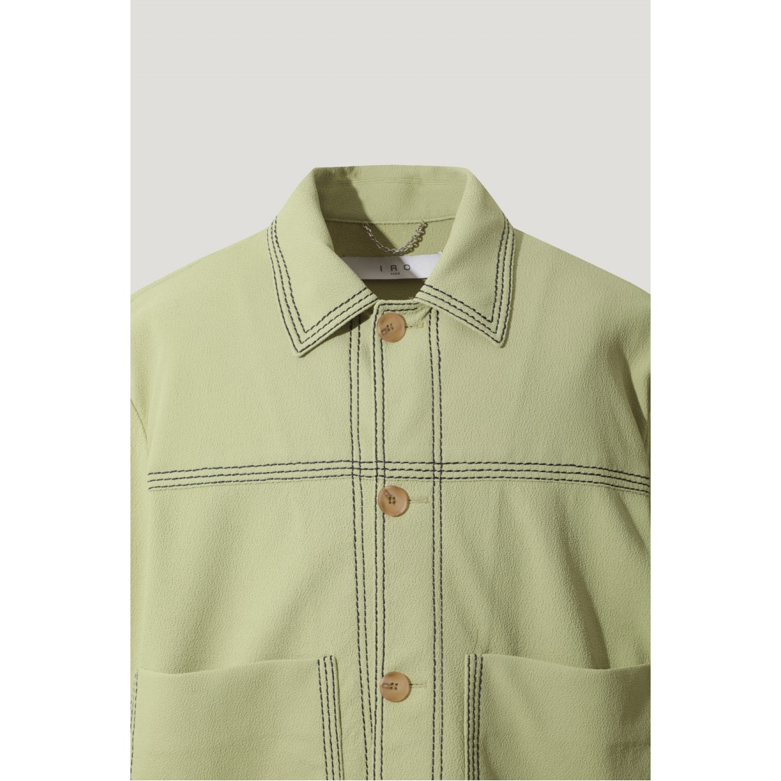이로 더블 스티치 세미오버 자켓(Iro Double Stitch Jacket Green) - 4