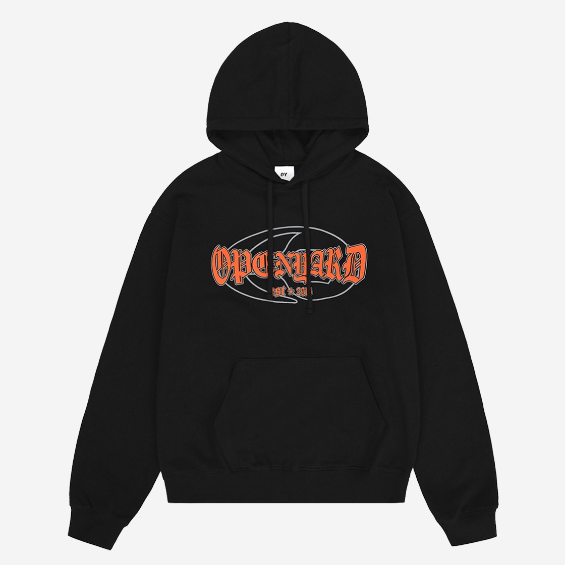 OY Cracked Logo Hoodie Black 상세 이미지 1