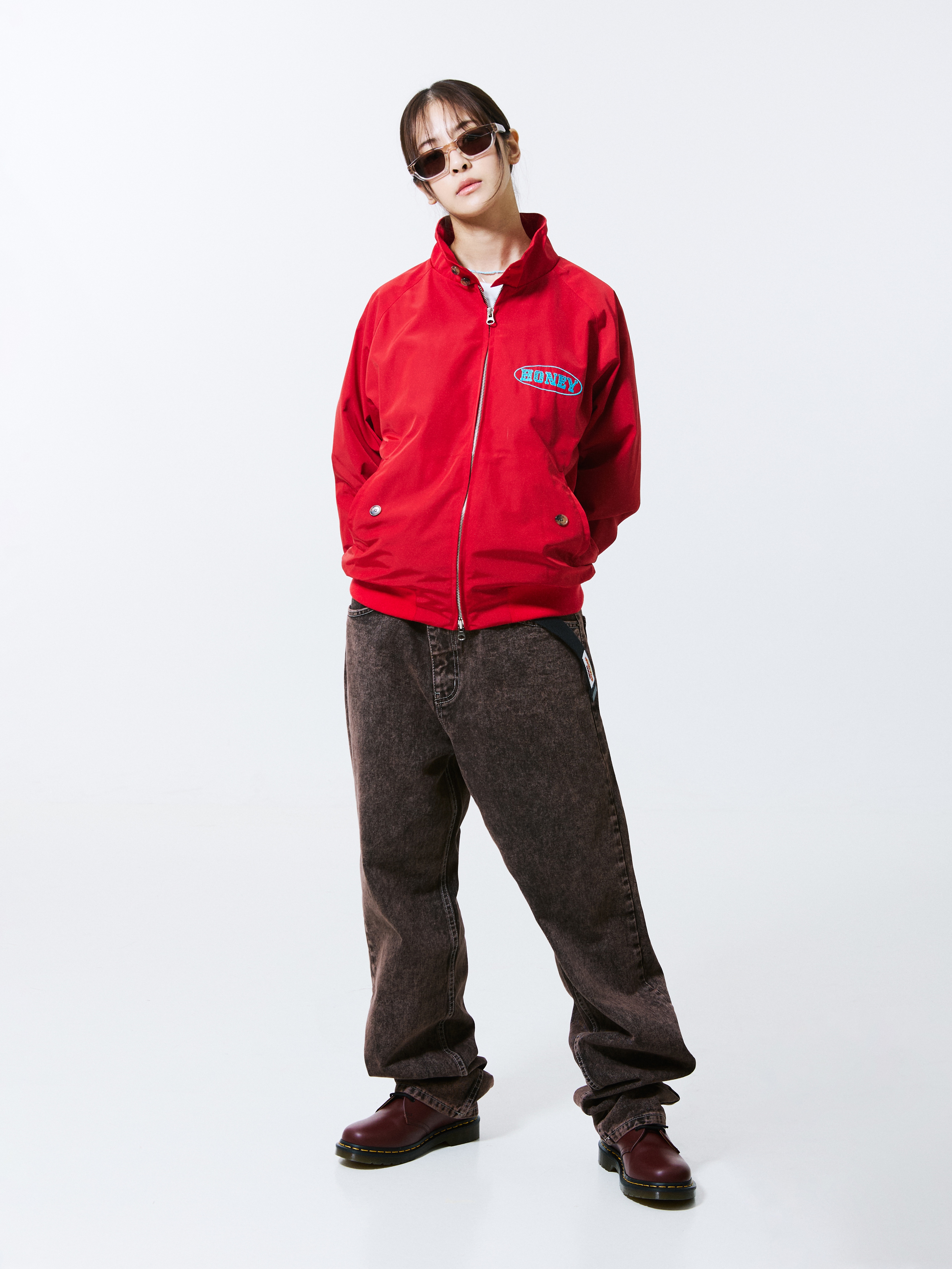 Honey Scoop House Vine 5p Cap White Blue, Honey Scoop House Harrington Jacket Red 착용 스타일 - 2