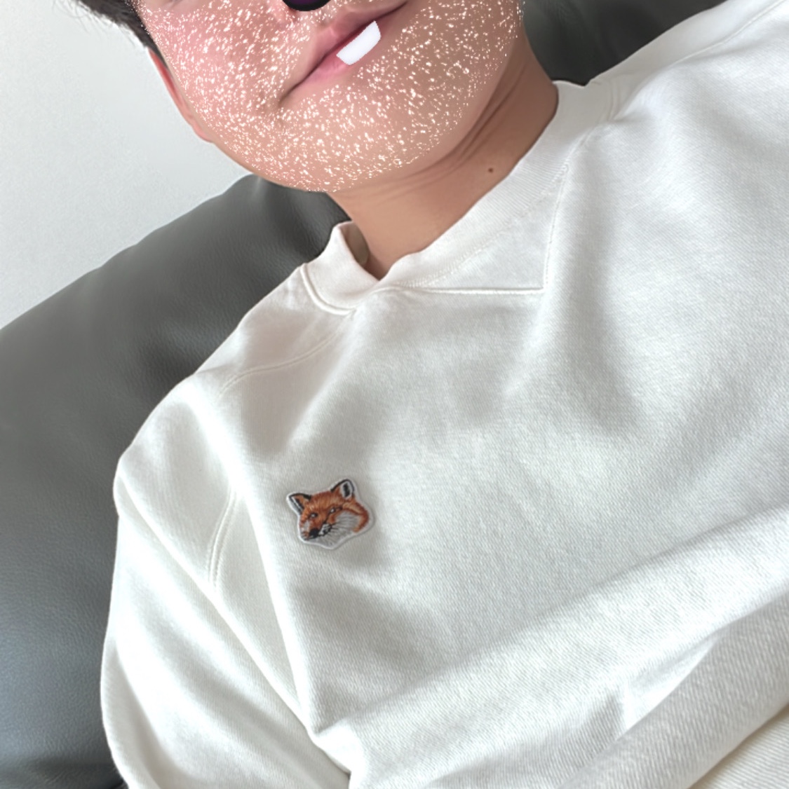 Maison Kitsune Fox Head Patch Classic Sweatshirt Ecru 착용 스타일 - 2