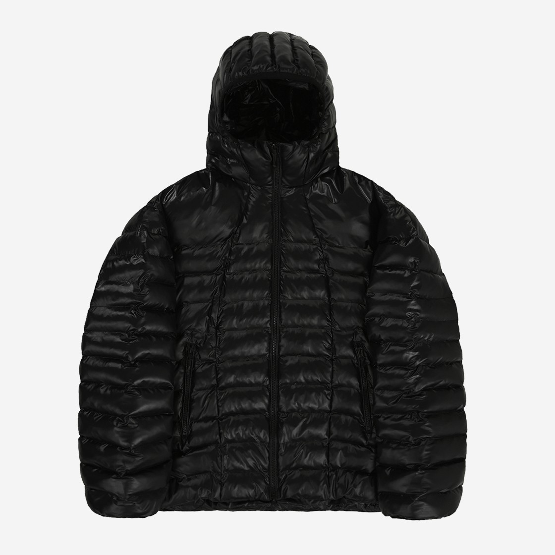 OY Curved Zipper Lightweight Puffer Jacket Black 상세 이미지 1