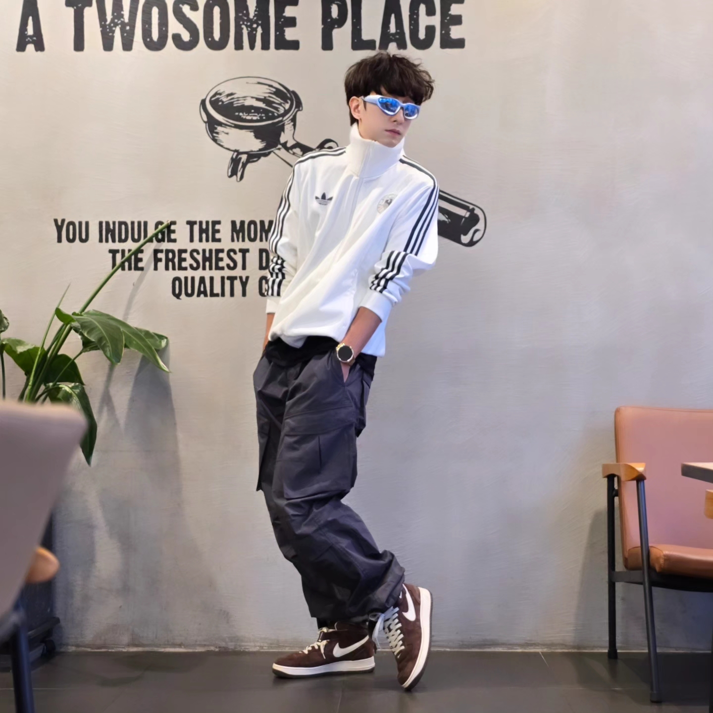 Adidas German Beckenbauer Track Top Off White - KR Sizing, Adidas German Beckenbauer Track Top Off White - US Sizing 착용 스타일 - 5