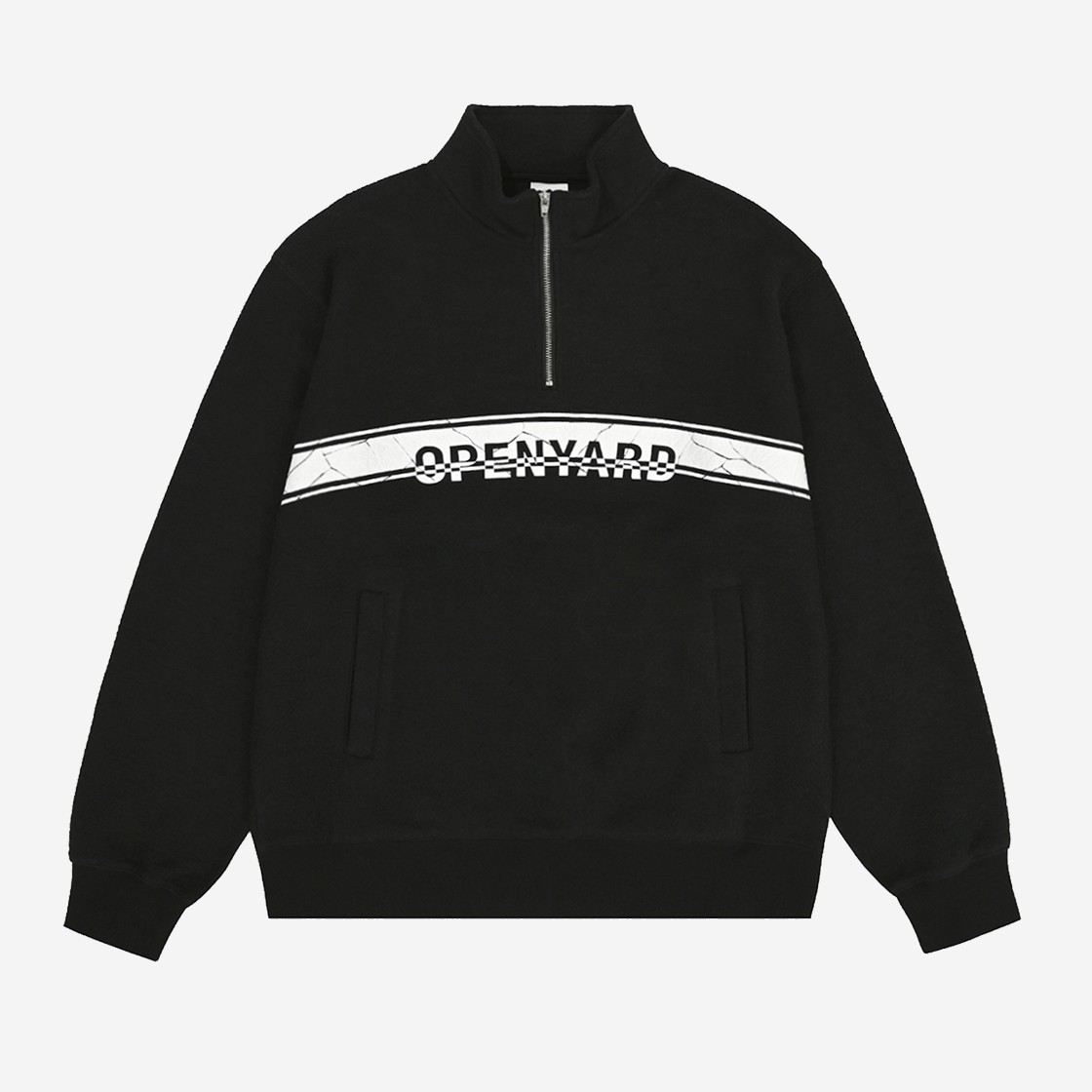 OY Cracked Stripe Logo Anorak Sweatshirt Black 상세 이미지 1