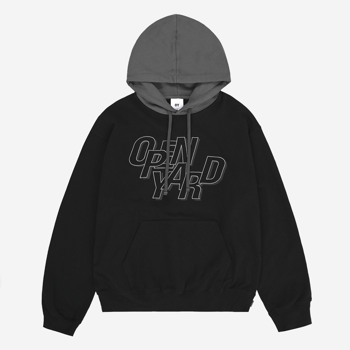 OY Contrast Logo Hoodie Black 상세 이미지 1