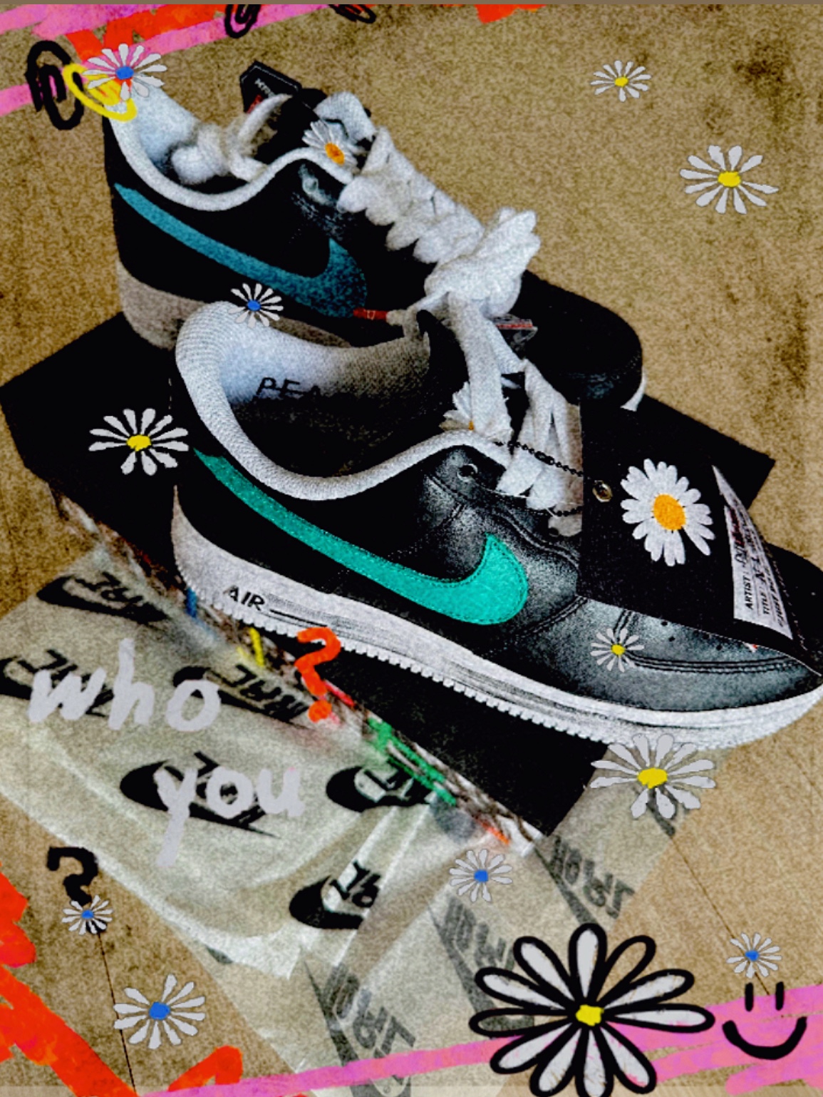 Nike x Peaceminusone Air Force 1 Low Para-Noise 3.0 Black and Multicolor 착용 스타일 - 1
