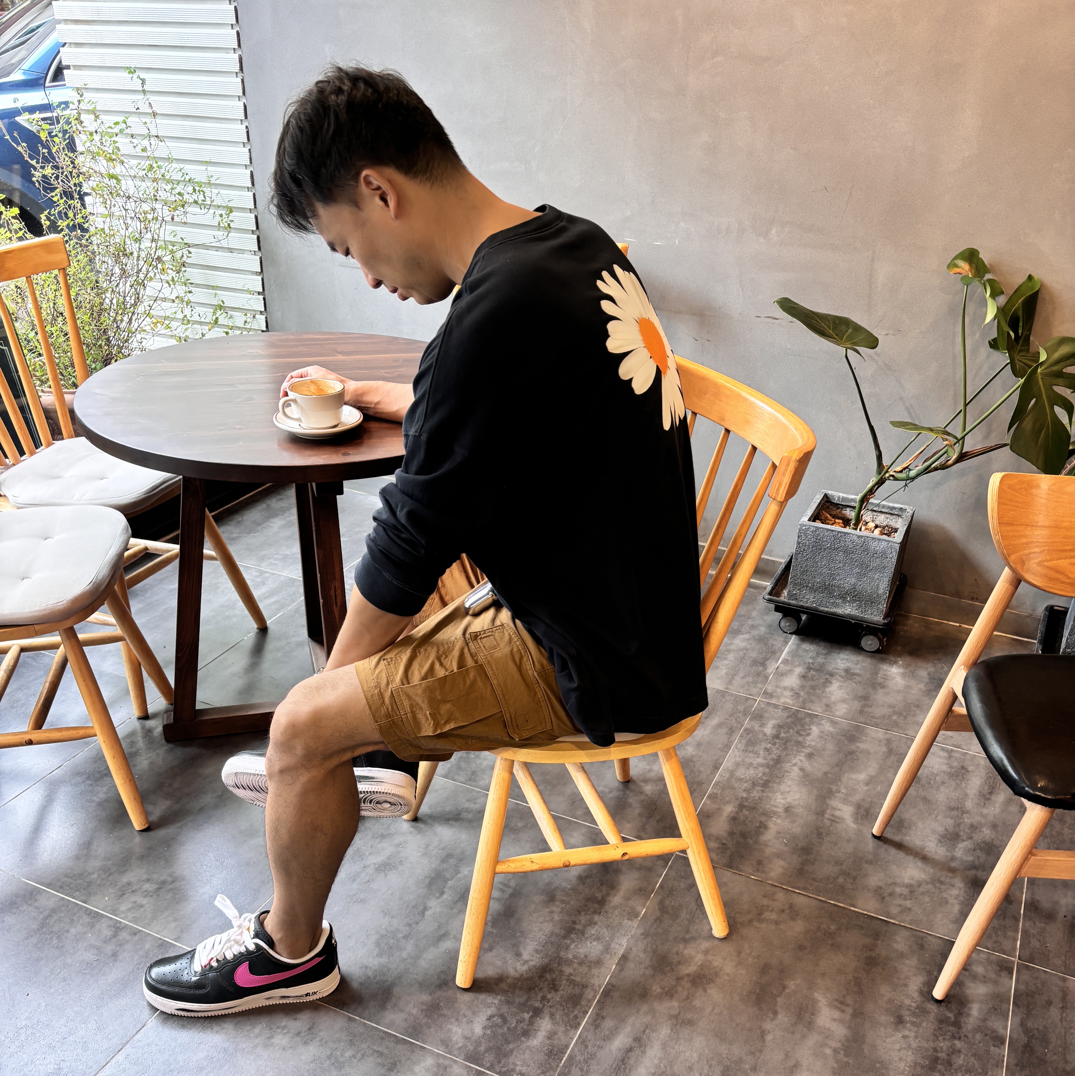 Nike x Peaceminusone Air Force 1 Low Para-Noise 3.0 Black and Multicolor, Nike x Peaceminusone LS T-Shirt Black (DR0098-010) 착용 스타일