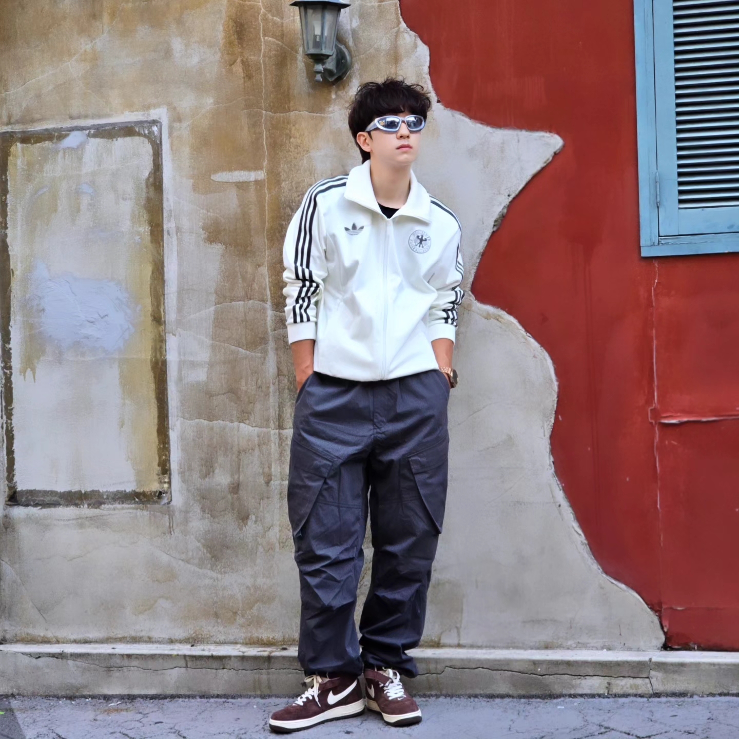 Adidas German Beckenbauer Track Top Off White - KR Sizing, Adidas German Beckenbauer Track Top Off White - US Sizing 착용 스타일 - 3