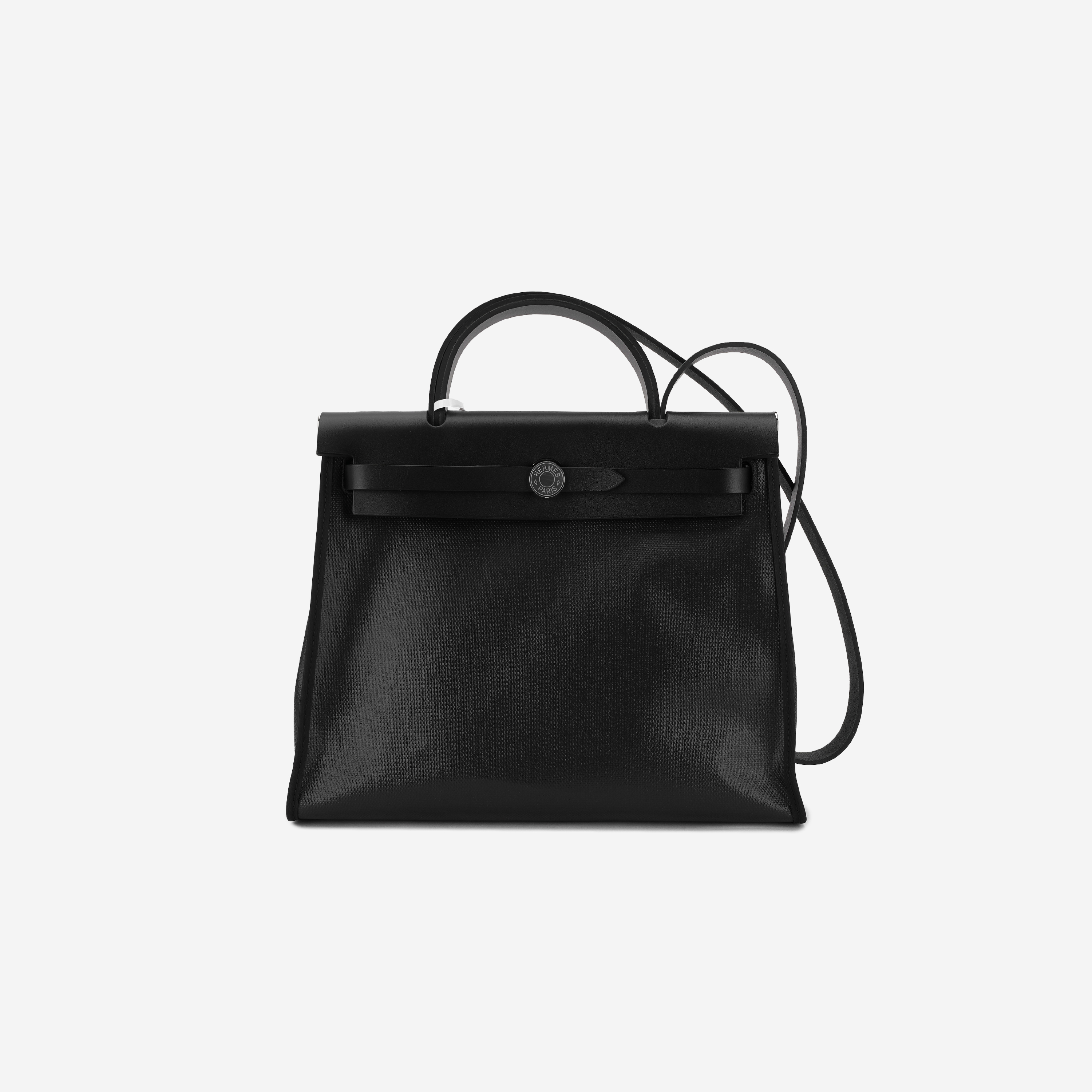 Hermes Herbag Zip 31 Bag Sellier H Berllin Canvas & Palladium Noir Ecru