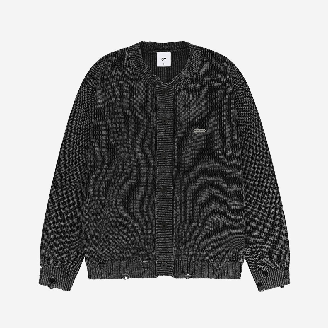 OY Distressed Dyed Cardigan Black 상세 이미지 1