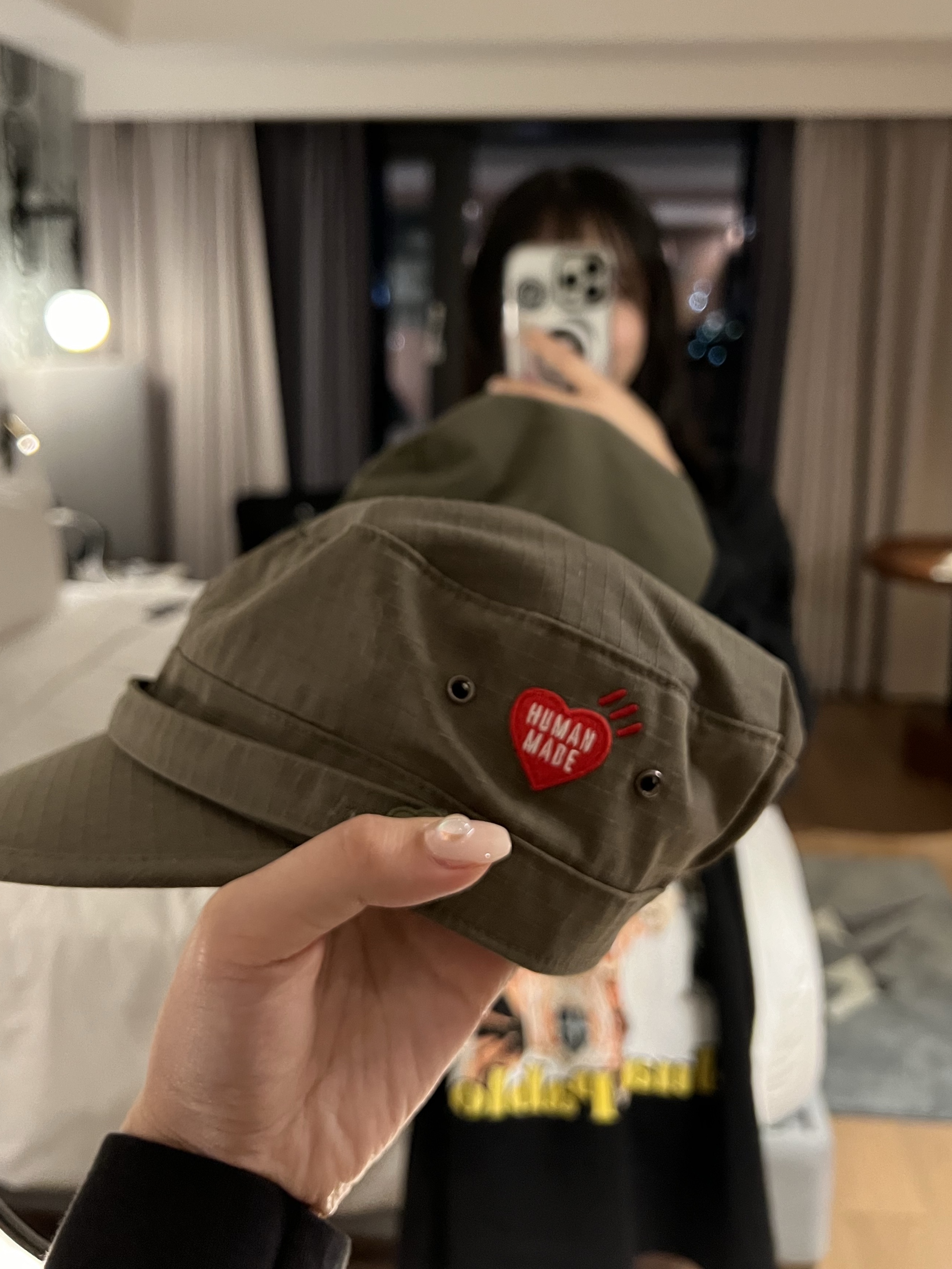 Human Made Military Cap Olive Drab 착용 스타일 - 3