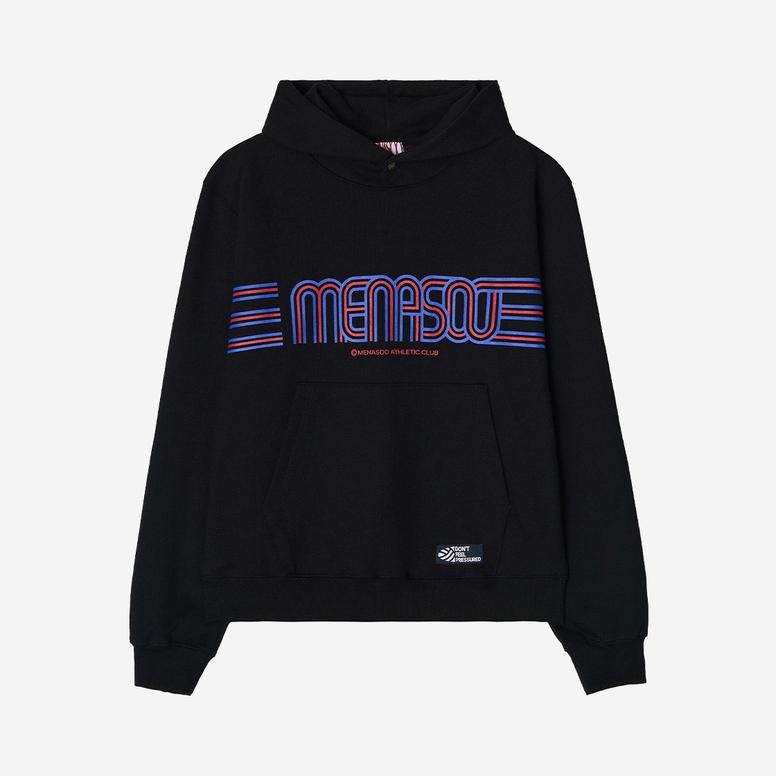 Menasoo Stripe Logo Hoodie Black 상세 이미지 1