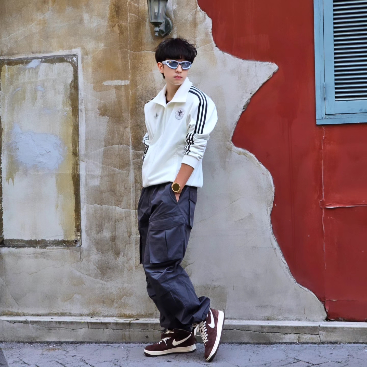 Adidas German Beckenbauer Track Top Off White - KR Sizing, Adidas German Beckenbauer Track Top Off White - US Sizing 착용 스타일 - 2
