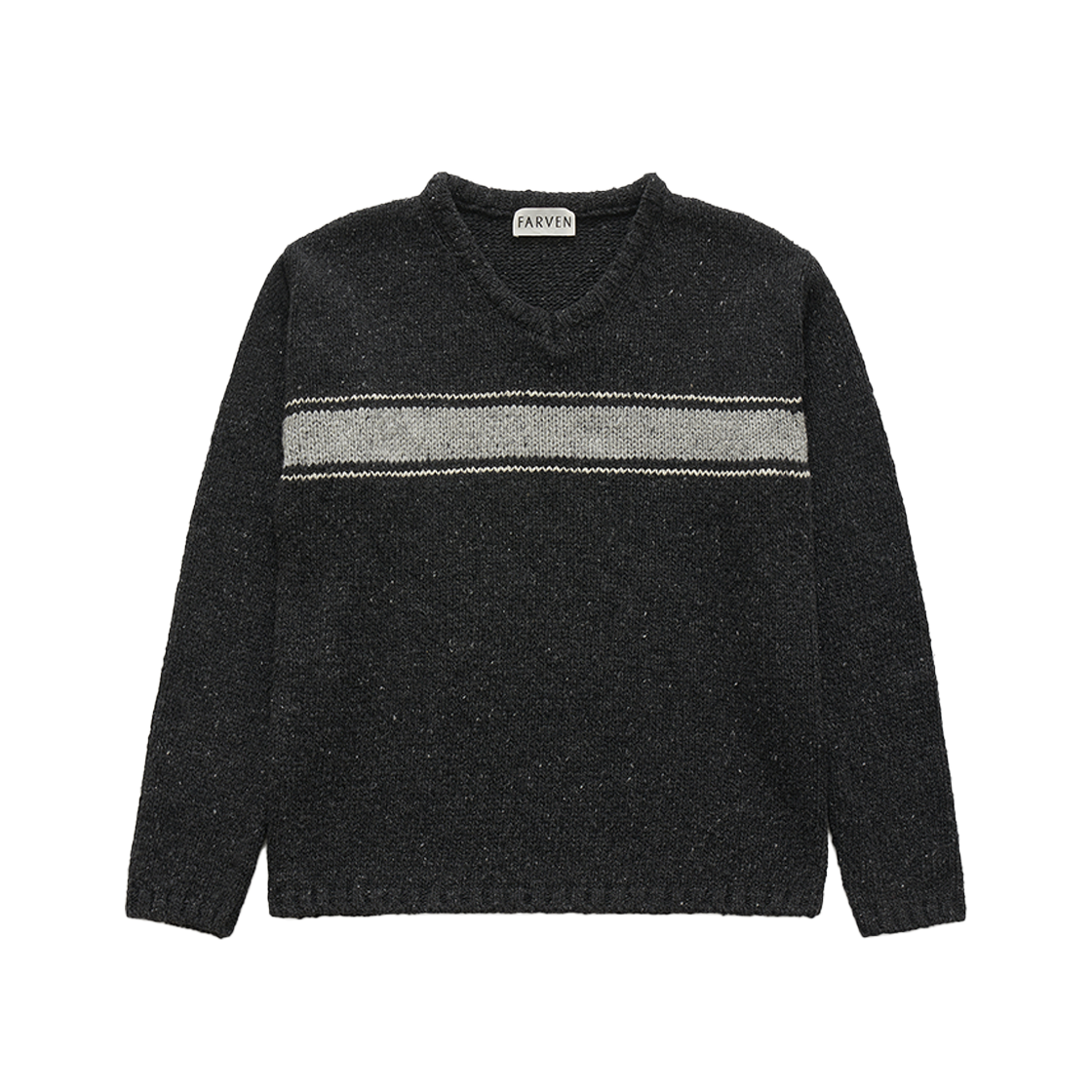 FARVEN Toby V-Neck Wool Knit Charcoal 상세 이미지 1