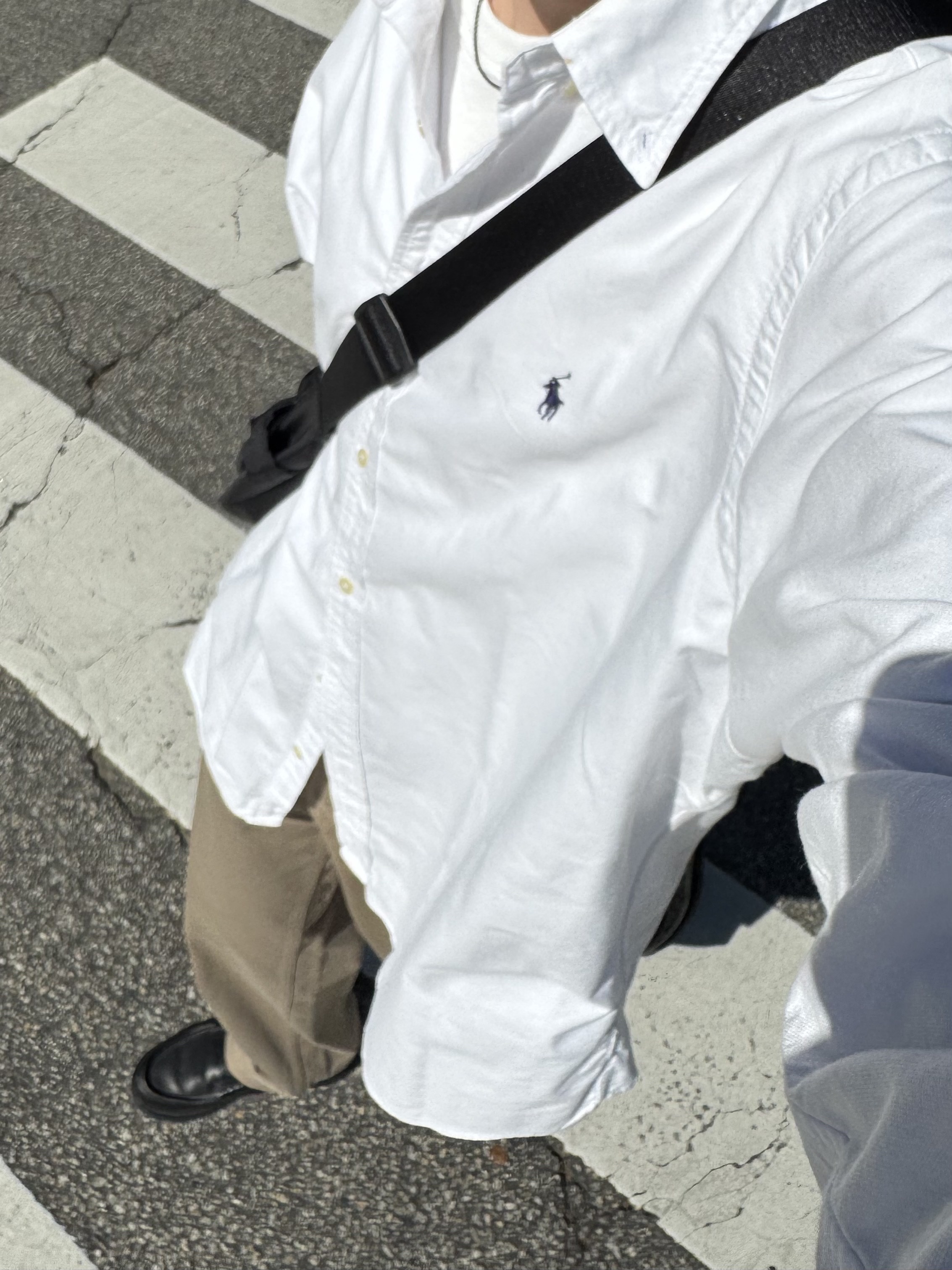 [30% 적립] Polo Ralph Lauren Classic Fit Garment Dyed Oxford Shirt White, Paraboot Reims Black 착용 스타일 - 2