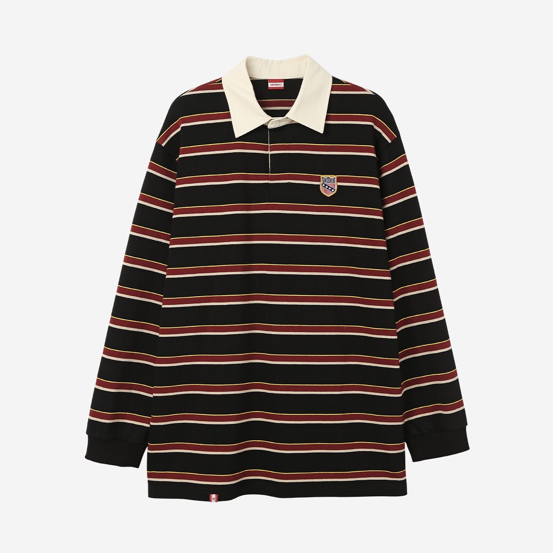 Menasoo Stripe Rugby T Shirt Black 상세 이미지 1