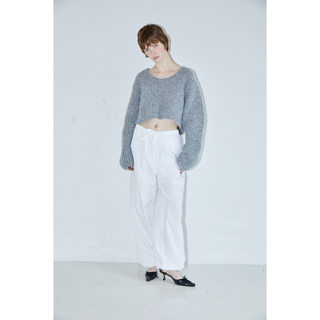 FARVEN Brut Alpaca Crop Knit Gray 상세 이미지 2