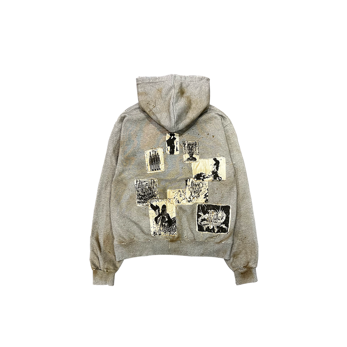 Undermycar Aged Multi Patch Dirty Melange Zipped Hoodie Dirty Melange 상세 이미지 2