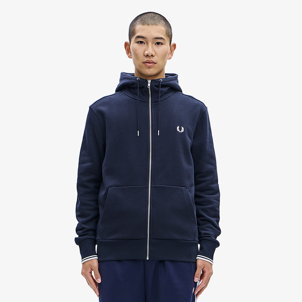 프레드페리 후드 집 스루 스웻셔츠 네이비(Fred Perry Hooded Zip Through Sweatshirt Navy) - 2