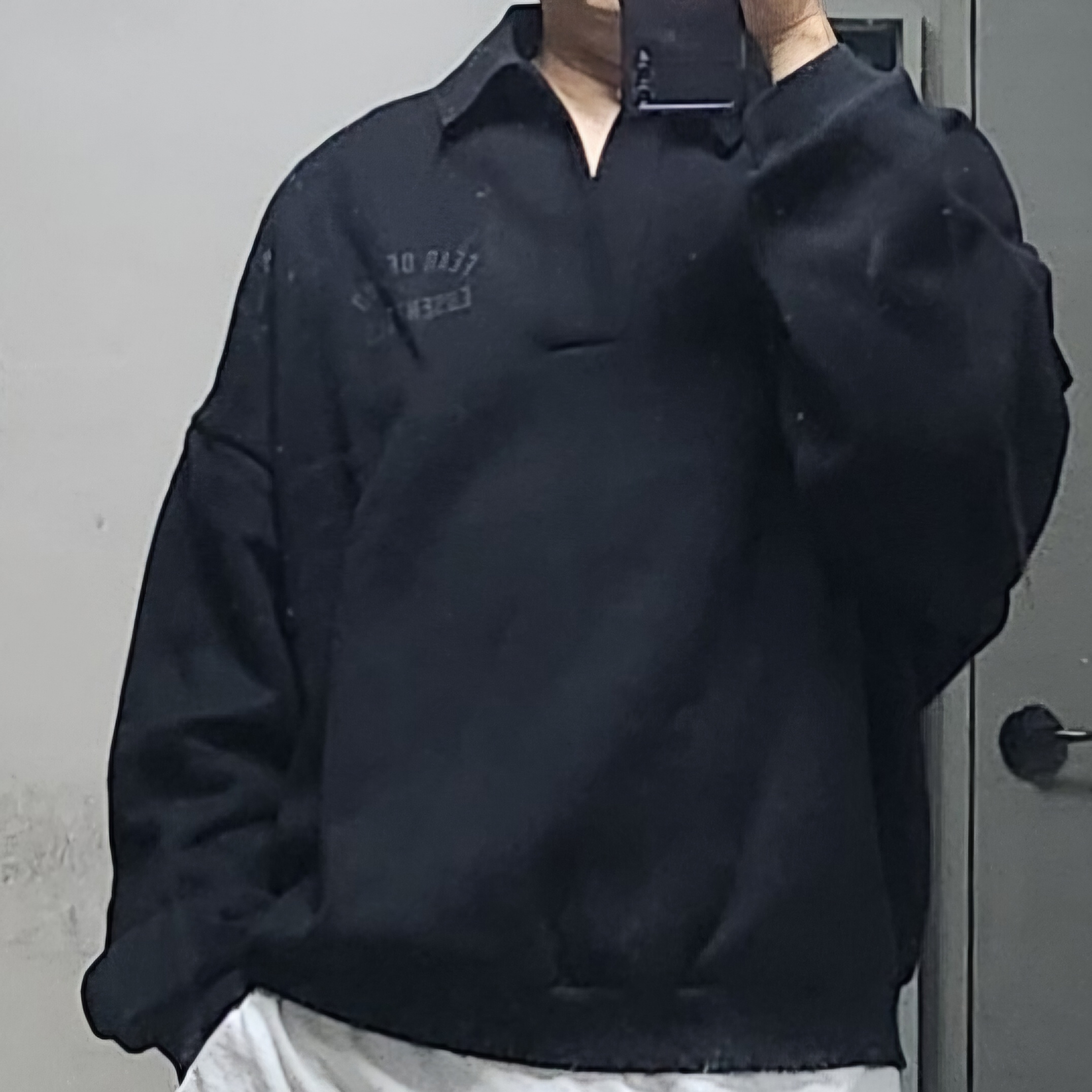Essentials Fleece Polo Black - 24FW 착용 스타일 - 1