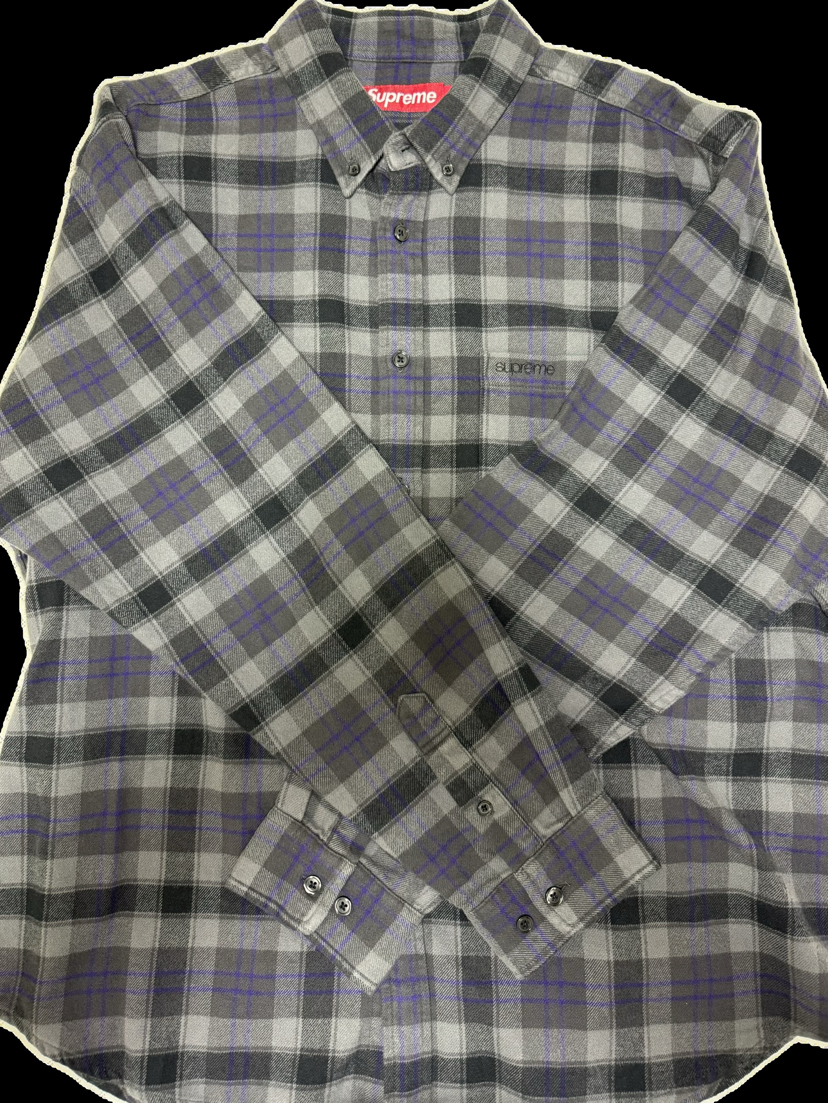 Supreme Plaid Flannel Shirt Black - 24SS 착용 스타일