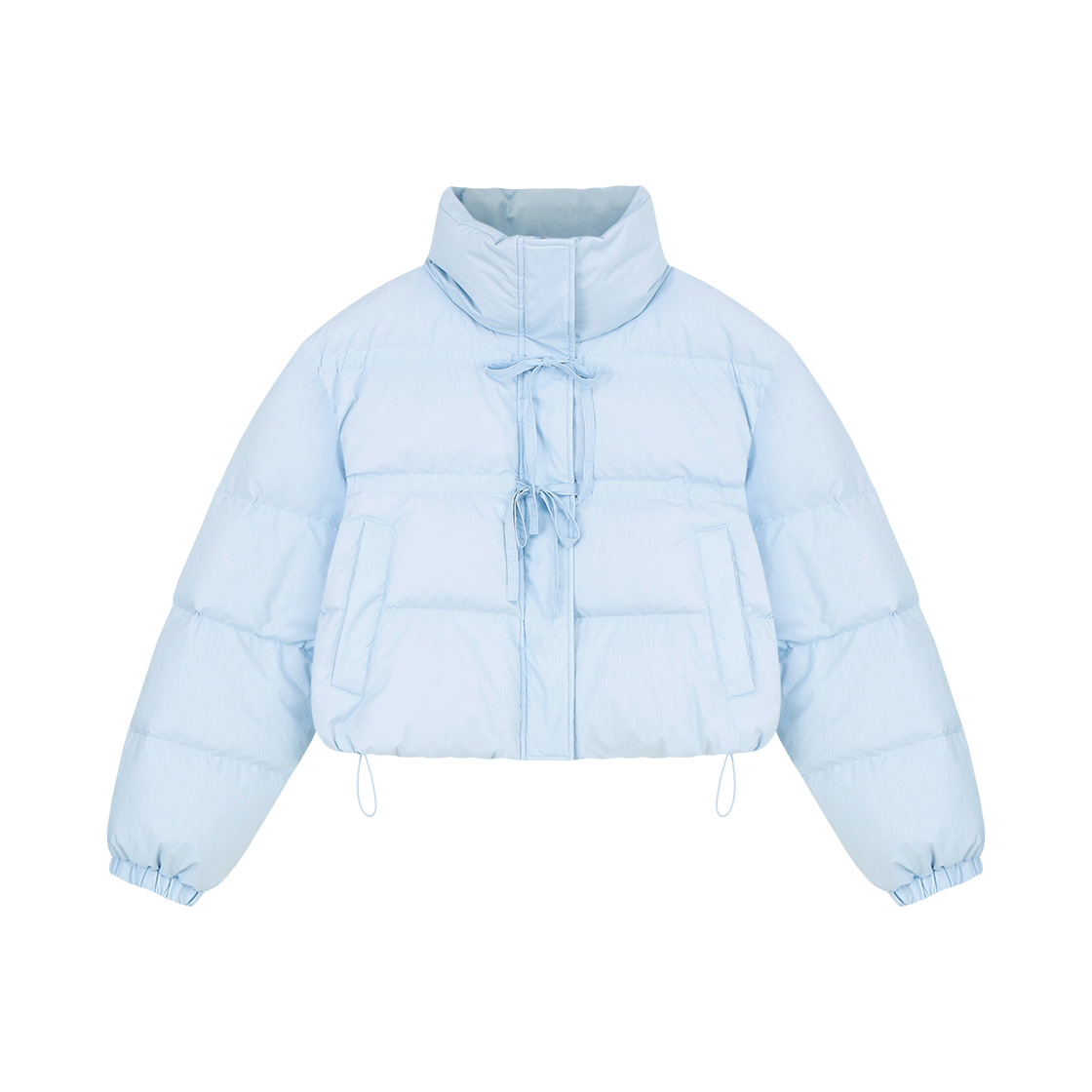 MARGARIN FINGERS ♥ Ribbon shirring padding/追跡付 마가린핑거스 리본 셔링 패딩 라이트 블루 | Margarin Fingers