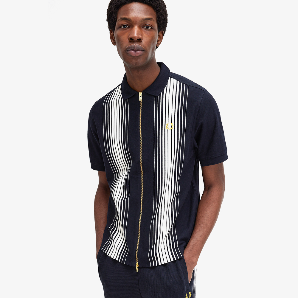 프레드페리 옴브레 스트라이프 집 스루 폴로 셔츠 네이비(Fred Perry Ombre Stripe Zip Through Polo Navy) - 4