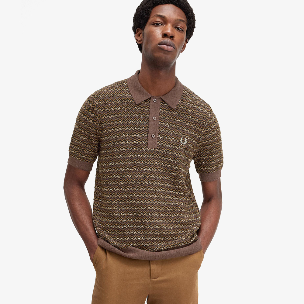 프레드페리 부클 자카드 니트 셔츠 캐링턴로드브릭(Fred Perry Boucle Jacquard Knitted Shirt Carrington Road Brick) - 4