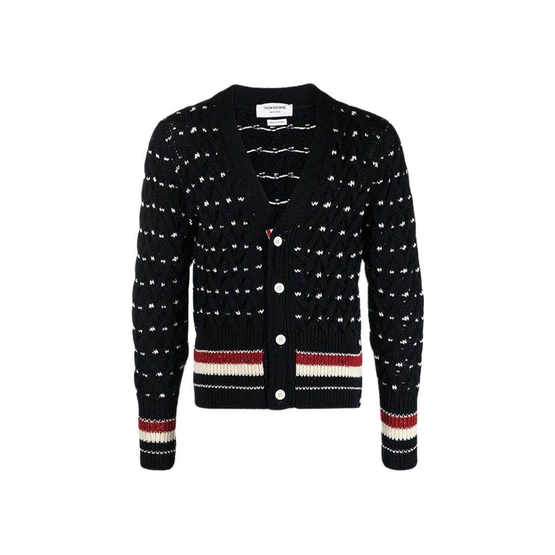 Thom Browne Donegal Cable Classic Cardigan Navy 상세 이미지 1