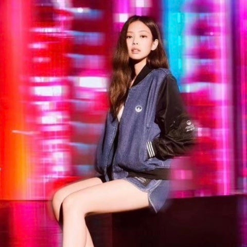 (W) Adidas Collegiate Jacket Denim - KR Sizing 착용 스타일 - 2